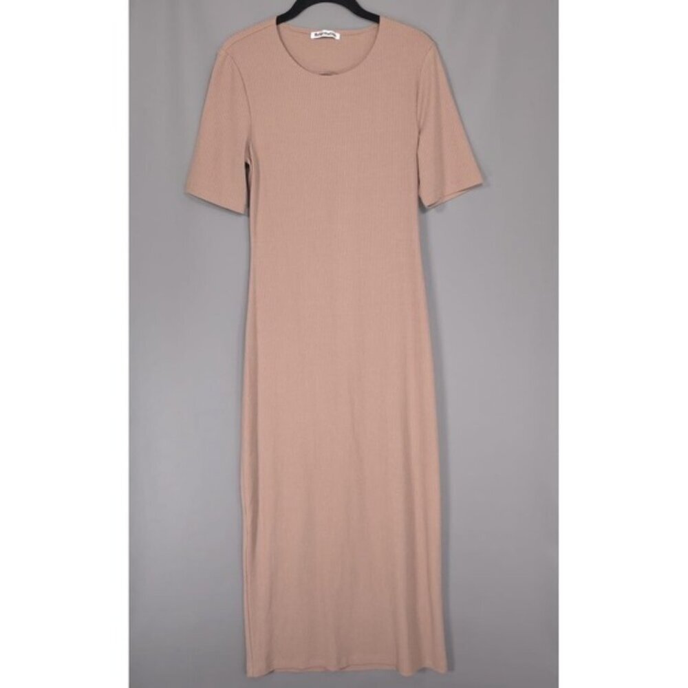 Reformation Women's LARGE Dosch Maxi Dress Buff Bodycon Rib‎ Knit Backless Sexy